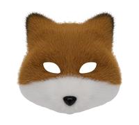 Uqezagpa Animal Half Face Masque Foxes Wolf Plush Cats Faces Halloween Cosplay Party Costumes Props For Women Men Plush Cats Face