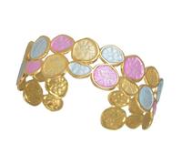 Uqezagpa Artistic Painted Adjustable Cuff Flexible Stainless Steel Accessory For Women & Men Outfits Versatile Artistic Drip Oil Bangle