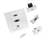 Uqezagpa AV Interfaces Plate HDTV VGA 3.5mm Wall Plate Panel Durability Construction for Home Entertainment Systems Sound Connector