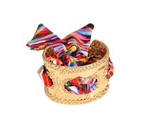 Uqezagpa Bold Colorful Ribbon Cuff BRACELETS Sturdy Alloy Design French-Inspired Floral Patterns Versatile Outfit Accent Multicolor Adjustable Hand Jewelry