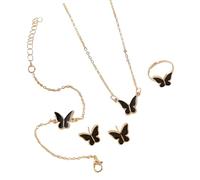 Uqezagpa Butterfly Pendant Necklace Rings Earrings Set For Fashion Forward Women Looking To Enhances Their Outfits Fashionable Butterfly Pendant