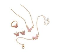 Uqezagpa Butterfly Pendant Necklace Rings Earrings Set For Fashion Forward Women Looking To Enhances Their Outfits Fashionable Butterfly Pendant