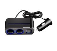 Uqezagpa Car Charging Cigarettes Adapter 2 Socket 2 USB Port Charging Adapter for 12V/24V Car
