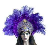 Uqezagpa Carnivals Party Accessories Hairband For MardiGras Festival Feathered Headband Belly Dance Hairband 1920s Costume Props Feather Headband