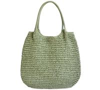 Uqezagpa Casual Beach Handwoven Straw Bag With Ample Space For Essential Women Large Capacity Braided Straw Shoulder Handbag Satchel