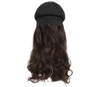 Uqezagpa Casual Berets Hat With Hairpiece Long Hair Hair Extensions For Cosplay StreetWear Newsies Hat Curly Photo Props Autumn Winter Accessories