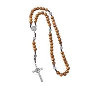 Uqezagpa Catholic Prayer Wood Beads Rosary Necklace With Pardon Crucifix Medals Religious Accessories For Communion And Baptisms Wood Rosary Necklace