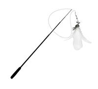 Uqezagpa Cats Toys Feather Wand Kitten Cats Teaser Turkey Interactive Stick Toy Wire Chasing Toy Retractable Teaser Pet Interactive Toys
