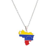 Uqezagpa Chain Necklace Rustproof Steel Venezuela Map Necklace Silver/Gold Color Choker Ornament Hip Hop Decoration Venezuela Neckchain