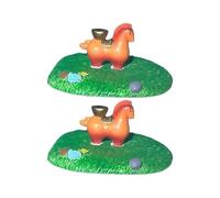 Uqezagpa Chinese Styles Miniature Horse Aquarium Floating Ornament with Duckweed Design for FishTank and Garden Pond Decoration Artistic Miniature Horse Sculpture