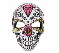 Uqezagpa Classic-Mexican Day Of The Dead Halloween Skull Print Festivals Costume Prop For Men Women Day Of The Dead Cosplay Scary Skull Print For Party