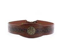 Uqezagpa Classical PU Leather Medieval Headband Embossing Pattern Hairband For Various Head Size Halloween Party Dressingup Props Historical Theme Headwear