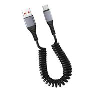 Uqezagpa Coiled Music Cable Cord USB To USB C Fast Charging Retractable Cable Flexible Length Cable Date Transfer For Car Use