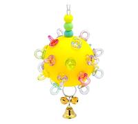 Uqezagpa Colorful Hanging Bird Toy Chewable Rubber Ball Parrots Chewing For Parrots Cage Enrichment And Entertainment Bird Training