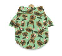 Uqezagpa Comfortable Lapel Neck Shirt Sweet Cats Dogs Jumpsuit Quick Drying Dogs Shirt with Leaves Print Dogs
