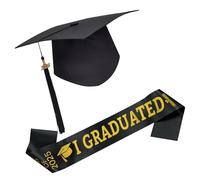Uqezagpa Commemorative 2025 Graduation Set Adjustable Bachelors Hat With Sash And Medallions For University Ceremonies Photo Fabric Graduation Hat With Medals