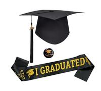 Uqezagpa Commemorative 2025 Graduation Set Adjustable Bachelors Hat With Sash And Medallions For University Ceremonies Photo Fabric Graduation Hat With Medals