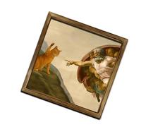 Uqezagpa Creative Cats Interpretation of Painting on Multipurpose 20cm Square Wooden Whimsical Wall Art Wall Art