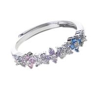 Uqezagpa Dating Rings Open Adjustable Finger Four Grass Finger Jewelry Alloy Texture for Party and Gifting Four Grass Diamonds Jewelry