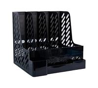 Uqezagpa Desktop 4-grid File Folder Vertical File Magazine with Pen Holder 3 Containers Lable Window for Office
