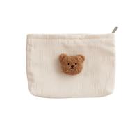 Uqezagpa Diaper Bag Embroidery Bear Tote Bag Corduroy Cosmetic Large Capacity Storage Travel Handbag Travel Friendly Baby