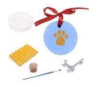 Uqezagpa Dog Paws Print Keepsakes Set 2 Pack Clay Ornament for Pet Includes Display Stand and Customization