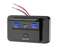 Uqezagpa Double USB & PD3.0 Type C Car Charging 12V-24V, Waterproof Quick Charging Socket for Vehicle Truck Travel