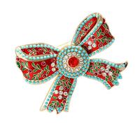 Uqezagpa Elegant Bowknot Brooch Royal Courts Styles Pin with Sparkling Rhinestones Unique Lapel Pin for Formal
