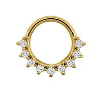 Uqezagpa Elegant Crystal Septum Rings Stainless Steel Nose Clickers For Ear Piercing Fashionable Ear Cartilage Hoop Body Jewelry Music Festival Accessories