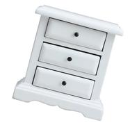 Uqezagpa Elegant Miniature Night Stand 1/12 Scale Dollhouses Bedside Table with Three Functional Drawers Scene Display Furniture Functional Dollhouses Drawer