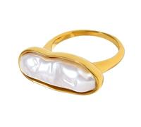 Uqezagpa Elegant Rings Unique Finger Accessory Stainless Steel Long Strips Pearls For Parties And Daily Outfits Elegant Pearls Jewelry