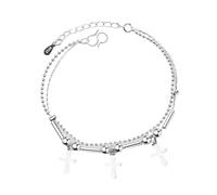 Uqezagpa Elegant Silver Plated Bracelet Featuring Minimalist Korean Design and Playful Pendant Accent for Fashion Forward