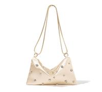 Uqezagpa Elegant Women's Rhinestones Chain Evening Bag Soft Satins Shoulder Crossbody Bag for Secure Parties and Commuting Satins Party Handbag