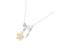 Uqezagpa Elegant Yellow Star Pendant Necklace for Women Adjustable Chain Minimalist Zircon Crucifix Pendant Neckchain