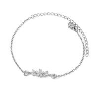 Uqezagpa Elegant Zirconia In Floral And Leaf Design Stylish Gold Tone With Zirconia Accent And Flower Leaf Luxurious Fashion