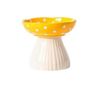 Uqezagpa Elevated Cat Mushroom Shape Bowl Prevents Choking and Vomiting Cartoon Cat Feeding Dish