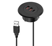 Uqezagpa Embedded USB with Charging Splitter for Office Desk Round Hole 3 Port Charging Adapter for Multiple