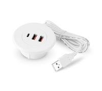 Uqezagpa Embedded USB with Charging Splitter for Office Desk Round Hole 3 Port Charging Adapter for Multiple