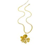 Uqezagpa European Fashion Gold Plated Snake Chain Necklace With Large Flower Pendant For Women Jewelry Fashion Jewelry