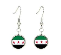 Uqezagpa Exquisite Syrian Flags Inspired Jewelry Set Comprising Necklace and Earrings for Daily Wear or Special Event Gemstones Jewelry