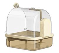 Uqezagpa Fashion Brown Hanging Bird Bath Durability Bird Bath Portables Shower Box For Little Birds Canaries Budgerigar Cockatiel Health Accessory