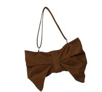 Uqezagpa Fashionable Bows Shoulder Bag For Women Nylon Evening Purses Trendy Armpit Bags With Ruched Designs For Everyday Use Crinkled Nylon Crossbody Bag