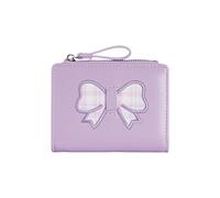 Uqezagpa Fashionable Card Holders and Zippered Coin Pocket Stylish Bows Decoration Practical PU Zippers Coin Purse Portable Travel Wallet for Women
