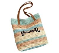 Uqezagpa Fashionable Rainbow Woven Beach Bag Large Capacity Shoulder Bags Vacation Handbag For Trendy Women Who Love The Outdoor Beach Shoulder Bag