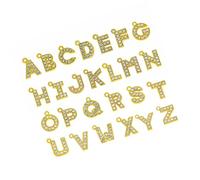 Uqezagpa Fashionable Sparkling Stylish Rhinestones Letter Charm Set Of 26 Gold Tones Letter Pendants Portable For Jewelry Making Mix Pendants