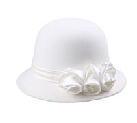 Uqezagpa Fedoras Hat For Adult Women Fashion Flower Bowler Hat Wool Cloche Cosplay Costume 20S Flapper Dome Flower Cloche