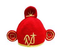 Uqezagpa Festival Gathering God Of Fortunes Hat For Spring Festival And Company Theme Event Traditional Styles Party Knitted Hat