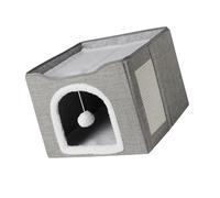 Uqezagpa Foldable Cats House with Pad Double Tiered Design Resting Cave Bed for Playful Kittens Indoor Sleep Place Cats House with Pad