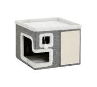 Uqezagpa Foldable Cats House with Pad Double Tiered Design Resting Cave Bed for Playful Kittens Indoor Sleep Place Cats Bed House