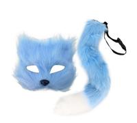 Uqezagpa Foxes & Tail Set With Plush Ears Animal Cosplay Costume Accessories For Halloween Christmas Parties Adults Kids Plush Cats Half Face